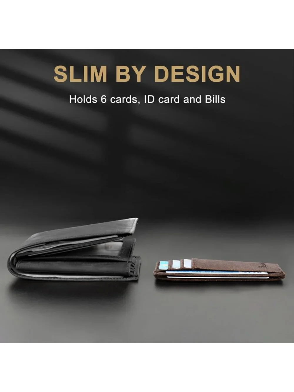 Slim Minimalist Leather Wallet | RFID Blocking | Front Pocket Design | Medium